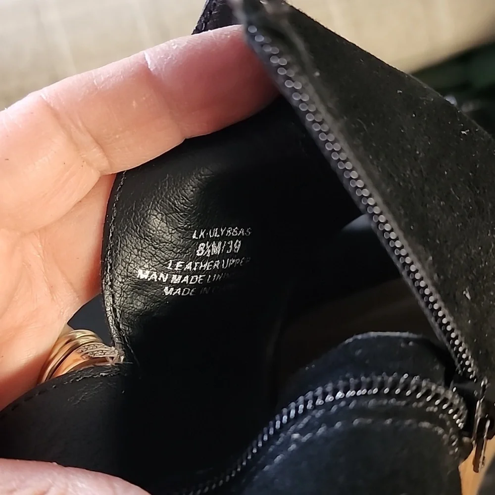 LUCKY BRAND Ulyssas Suede Slingback Wedge Sandals 39 8.5 Studs Vegan Leather